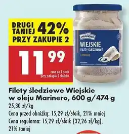 Biedronka Filety śledziowe Wiejskie w oleju Marinero 600 g 474 g oferta
