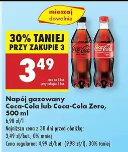Biedronka Napój gazowany Coca-Cola lub Coca-Cola Zero, 500 ml oferta