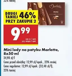Biedronka Mini lody na patyku Marletto , 8x50 ml oferta