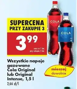 Biedronka Wszystkie napoje gazowane Cola Original lub Original Intense, 1,5 l oferta