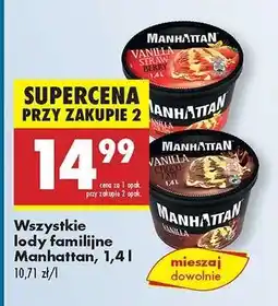 Biedronka Wszystkie lody familijne Manhattan, 1,4 l oferta