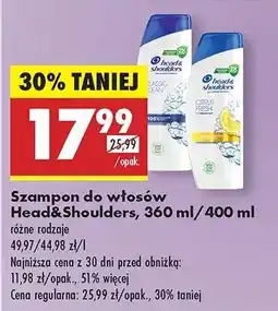 Biedronka Szampon do włosów Head Shoulders 360 ml 400 ml oferta