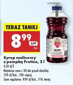 Biedronka Syrop malinowy z pompką Frutino, 2 l oferta