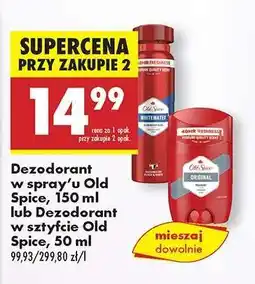 Biedronka Dezodorant w spray’u Old Spice, 150 ml lub Dezodorant w sztyfcie Old Spice, 50 ml oferta