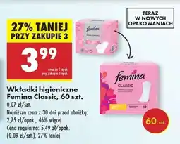 Biedronka Wkładki higieniczne Femina Classic , 60 szt oferta