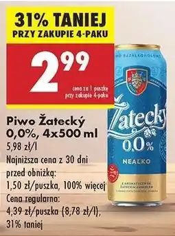 Biedronka Piwo Žatecký 0,0%, 4x500 ml oferta