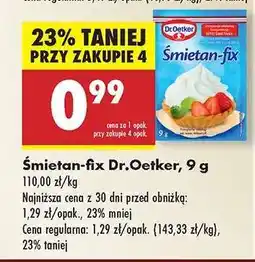Biedronka Śmietan-fix Dr.Oetker, 9 g oferta