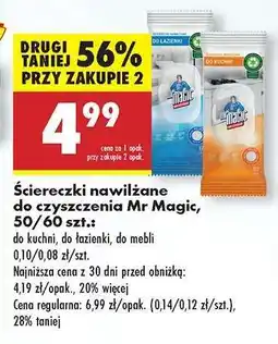 Biedronka Ściereczki nawilżane do czyszczenia Mr Magic , 50/60 szt oferta