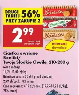 Biedronka Ciastka owsiane Bonitki/Twoje Słodkie Chwile, 210-230 g oferta