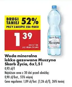 Biedronka Woda mineralna lekko gazowana Muszyna Skarb Życia, 6x1,5 l oferta