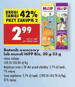 Biedronka Batonik owocowy lub musli HiPP Bio, 20 g-23 g oferta