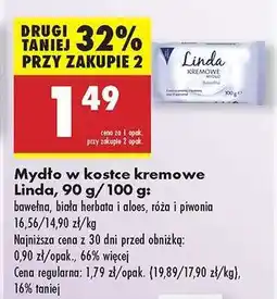 Biedronka Mydło w kostce kremowe Linda, 90 g/100 g oferta