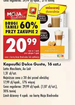 Biedronka Kapsułki Dolce Gusto, 16 szt oferta