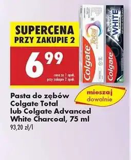 Biedronka Pasta do zębów Colgate Total lub Colgate Advanced White Charcoal, 75 ml oferta