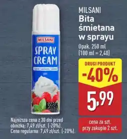 ALDI MILSANI Bita śmietana w sprayu oferta