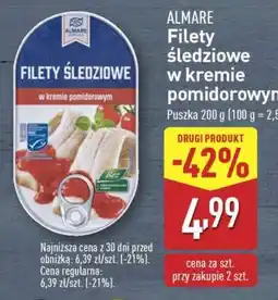 ALDI ALMARE Filety śledziowe w kremie pomidorowym oferta