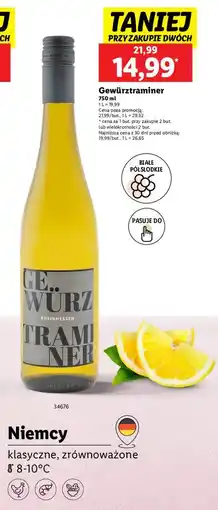 Lidl Wino półsłodkie Gewurztraminer oferta