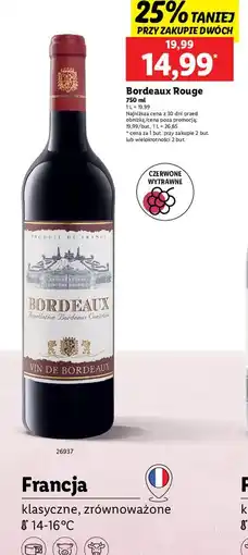 Lidl Wino Bordeaux Rouge oferta