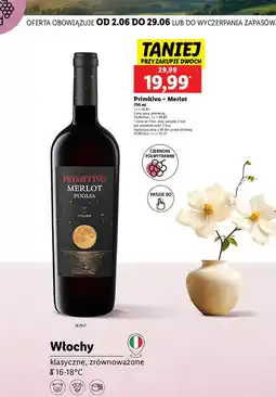 Lidl Wino półwytrawne Primitivo Merlot Puglia oferta