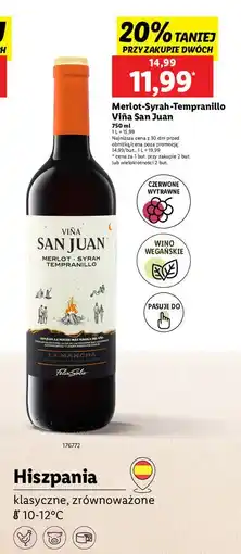 Lidl Wino Vina San Juan Tempranillo oferta