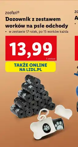 Lidl Dozownik z zestawem worków na psie odchody zoofari oferta