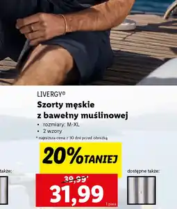 Lidl Szorty męskie z bawełny muślinowej Livergy oferta