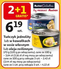 Auchan Tuńczyk jednolity w oleju słonecznikowym AUCHAN COLLECTION oferta
