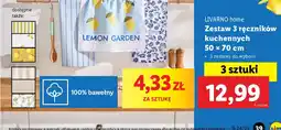 Lidl Zestaw 3 ręczników kuchennych Livarno Home oferta