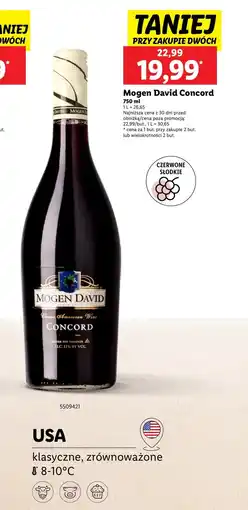 Lidl Wino czerwone Mogen David oferta