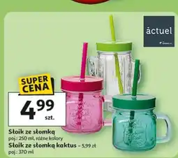 Auchan Słoik ze słomką kaktus 370 ml Actuel oferta