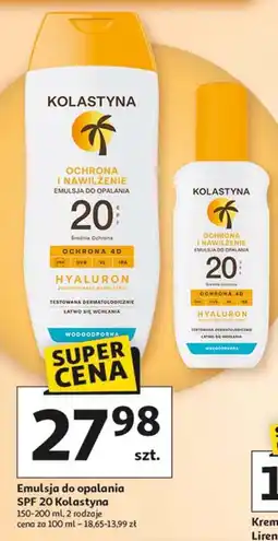 Auchan Emulsja do opalania wodoodporna spf 20 Kolastyna Protect Beauty oferta