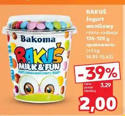 Kaufland Jogurt waniliowy z drażami Bakoma bakuś milk & fun oferta