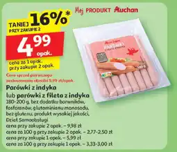 Auchan Parówki z indyka Auchan różnorodne (logo czerwone) oferta