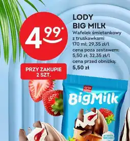 Żabka Lody Big Milk Wafelek śmietankowy z truskawkami 170ml oferta