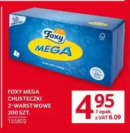 Selgros FOXY MEGA CHUSTECZKI 2-WARSTWOWE 200 SZT oferta