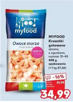 Kaufland MYFOOD Krewetki gotowane obrane, z ogonkiem, rozmiar 31-40 400 g opakowanie oferta