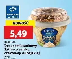 Lidl Deser śmietankowy dubajska czekolada Bakoma Satino oferta