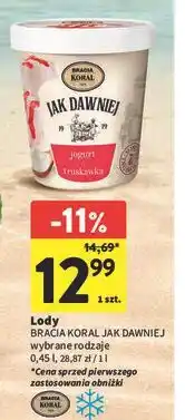 Intermarche Lody jogurt z truskawką Bracia Koral Jak Dawniej oferta