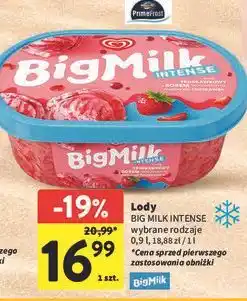 Intermarche Lody truskawkowe intense Algida Big Milk oferta