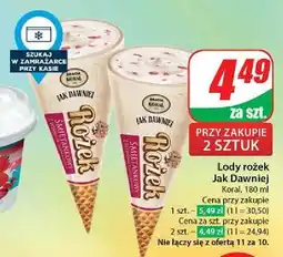 Dino Rożek śmietankowy z wiśniami i sosem wiśniowym Bracia Koral Lody Jak Dawniej oferta