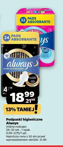 Netto Podpaski higieniczne Always oferta