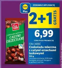 Lidl FIN CARRÉ Czekolada mleczna z całymi orzechami laskowymi oferta