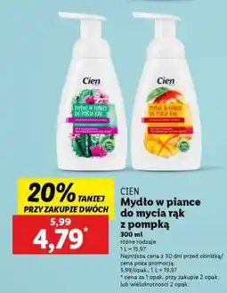 Lidl Cien Mydło w piance do mycia rąk z pompką oferta