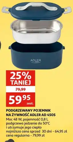 Auchan Podgrzewany pojemnik na żywność Adler AD 4505 oferta