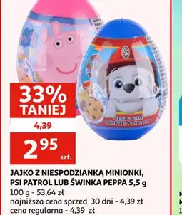 Auchan Jajko z niespodzianką Minionki, Psi Patrol lub Swinka Peppa oferta