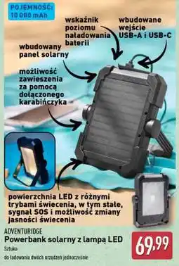 ALDI ADVENTURIDGE Powerbank solarny z lampą LED oferta