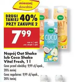 Biedronka Napój Oat Shake lub Coco Shake Vital Fresh, 1 l oferta