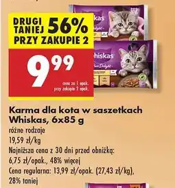 Biedronka Karma dla kota w saszetkach Whiskas 6x85 g oferta