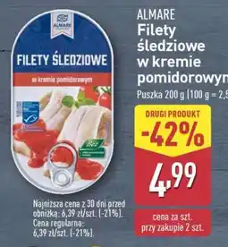 ALDI ALMARE Filety śledziowe w kremie pomidorowym oferta