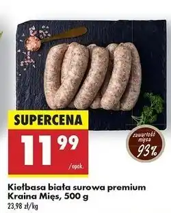 Biedronka Kiełbasa biała surowa premium Kraina Mięs oferta